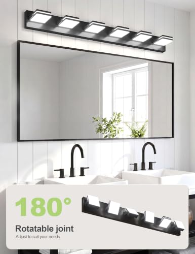 6 Light Bathroom Vanity Light (Black-5CCT / 42-Inch)