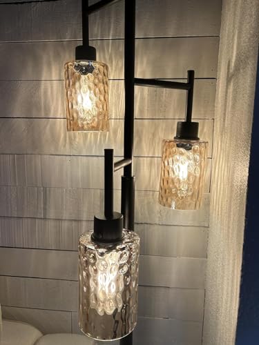 3 Pack Amber Hammered Water Ripple Glass Shade Replacement (3 Count)