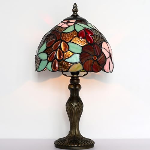 Small Tiffany Table Lamp 15" Stained Glass Lamp Purple Grapes Style