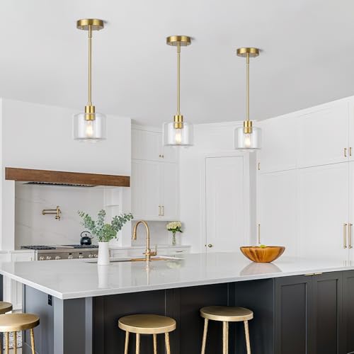 Brushed Gold Pendant Lights Kitchen Island 2 Pack (2 Count)