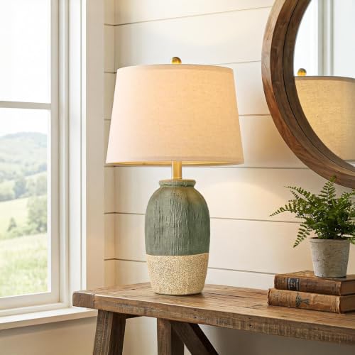 22.5" Green Ceramic Table Lamps for Bedroom