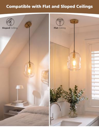 2 Pack Pendant Lights Kitchen Island (Gold+Clear 2 Pack)