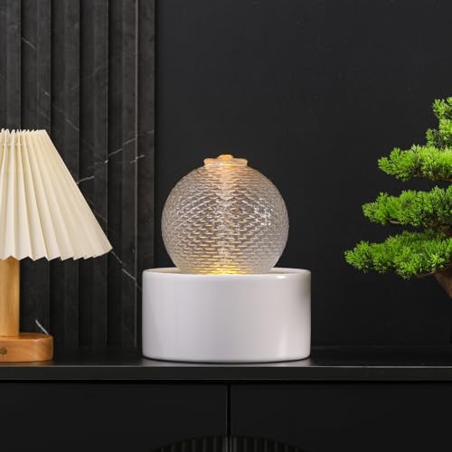 Indoor Water Feature Tabletop Ceramic Fountain Home Kitchen Office Decoration Modern Design Style