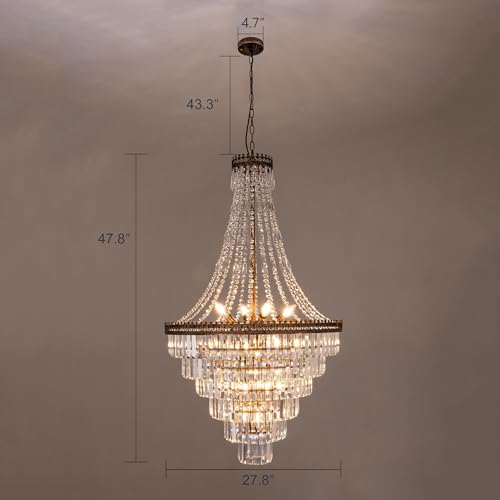 French Empire Crystal Chandelier for Entryway 12 Lights