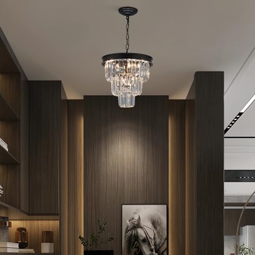 Black Crystal Chandeliers for Dining Room (4 Count)