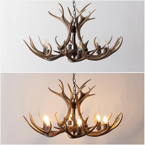 Eldora 6 Light Resin Antler Chandelier 33"