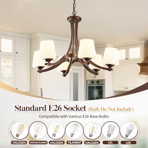 6 Light Oil Rubbed Bronze Farmhouse Chandelier Pendant Light Fixture with Frosted Glass