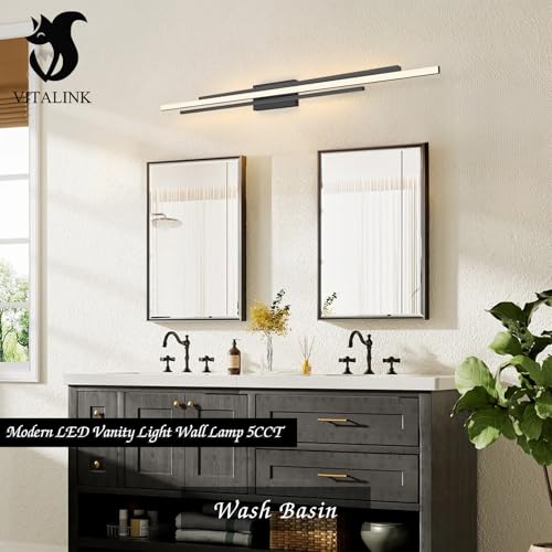 55" Long Black Vanity Light Bathroom Wall Light Fixtures Long Vanity Lights Over Mirror Lighting Lamps Dimmable Bathroom Wall Mount Lighting Over Vanity Mirror