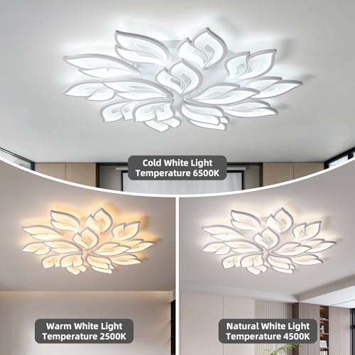 39.4" Flower Shaped Ceiling Light Dimmable Modern Ceiling Lamp Remote Control LED Lighting Fixture for Living Room Kitchen Dining Room