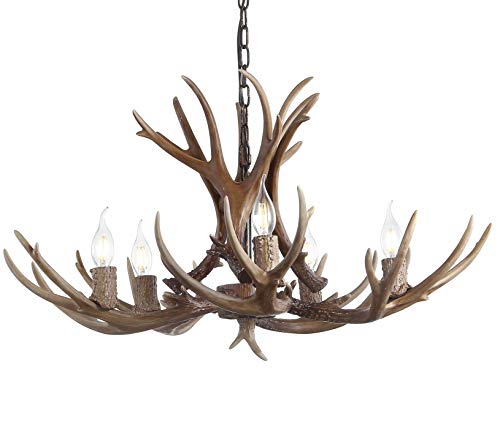 Eldora 5 Light Resin Antler Chandelier 30"