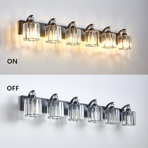 6 Light Black Bathroom Light Fixture Modern Vanity Lights Over Mirror Vintage Wall Sconce Lighting for Bathroom