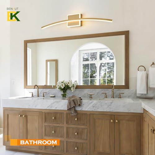 Modern LED Wall Sconce Gold LED Bathroom Light Fixtures Over Mirror Wall Lighting for Bathroom