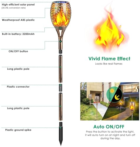 Flickering Flame Solar Torch Lights Outdoor (4 Count)