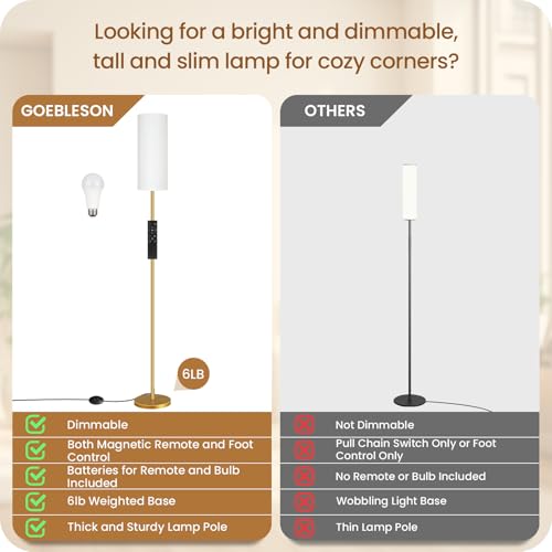 Dimmable Floor Lamp for Living Room with Remote and Foot Switch