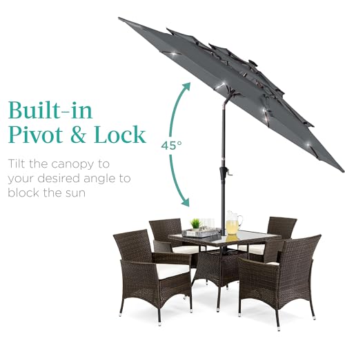 10ft 3 Tier Solar Patio Umbrella