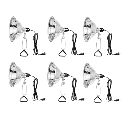 Clamp Lamp Light Socket with 8.5 Inch Aluminum Reflector (6 Count)