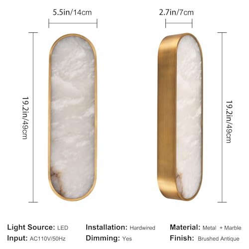 19.2in Alabaster Wall Sconce Set of 2