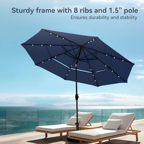 10ft Outdoor Patio Umbrella with Solar Lights