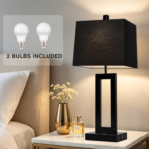 Black Bedside Table Lamp Set of 2 (2 Count)