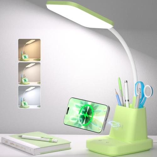 LED Desk Lamp with 10W Wireless Charging & Pen Holder
