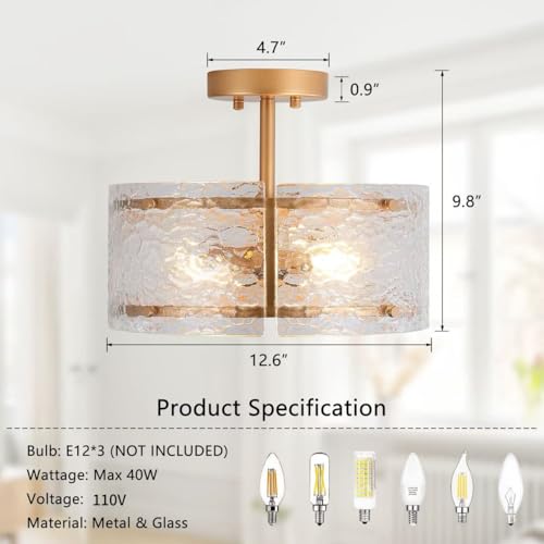 Gold Semi Flush Mount Ceiling Light