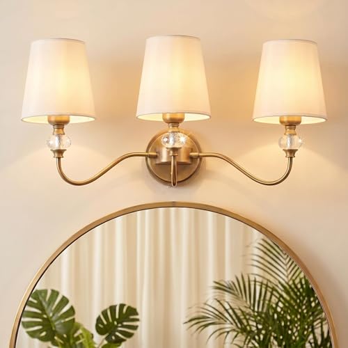 3 Light Vintage Bathroom Vanity Light Fixtures Over Mirror