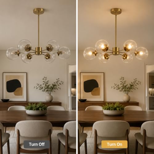 Lighting 6 Light Mid Century Modern Brushed Brass Sputnik Chandelier