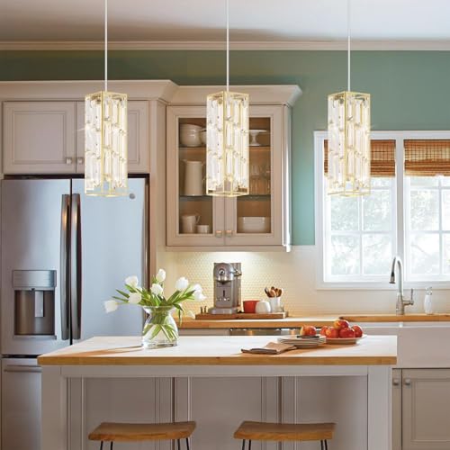 Modern 1 Light Crystal Pendant Light Kitchen Island (3 Count)