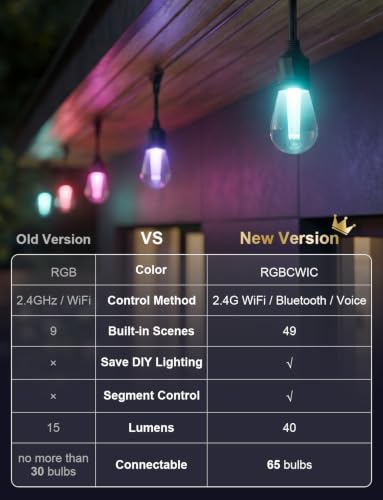 Smart Outdoor String Lights 49FT (49FT)