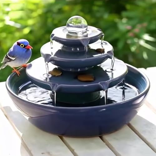 Ceramic Tabletop Fountain with Ball for Indoor Table Desk Office Patio