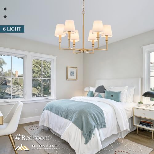 6 Light Candelabra Chandelier Dining Room Gold Linen Chandeliers 26in