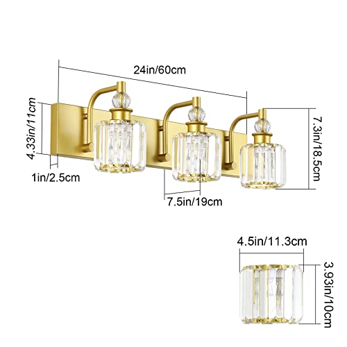 Crystal Vanity Light 3 Light Gold Crystal Bathroom Vanity Lights Fixtures Over Mirror Modern Gold Vanity Light