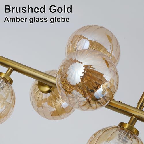 55in Mid Century Chandelier Amber Linear Island Lighting Fixture