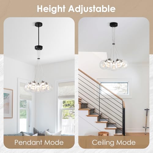 Modern Sputnik Chandeliers 7 Lights Clear Bubble Glass Chandelier Lighting