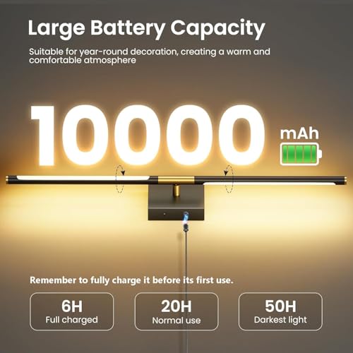 10000mAh Battery Operated Wall Sconces Set of 2 (2 Count)