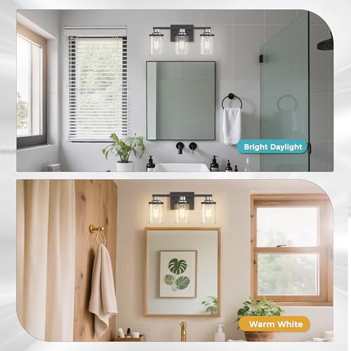 17 Inch 3 Light Black Nickel Bathroom Vanity Light