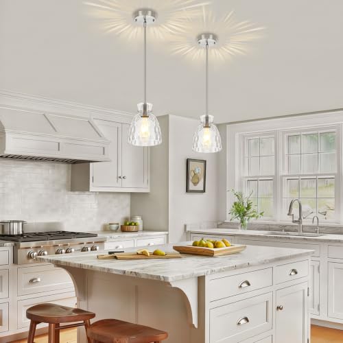 Modern Brushed Nickel Pendant Lights Kitchen Island 2 Pack Hanging Light