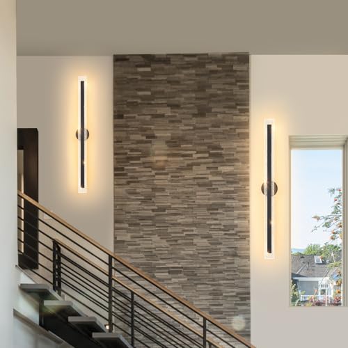 Modern Black Wall Sconces 31.5In Hardwired Wall Light Fixtures Dimmable LED Sconce Wall Lighting Indoor Wall Lamps for Living Room Bedroom Bathroom Hallway Stairs
