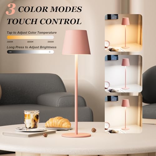 Cordless Table Lamp Rechargeable Pink (2 Count)