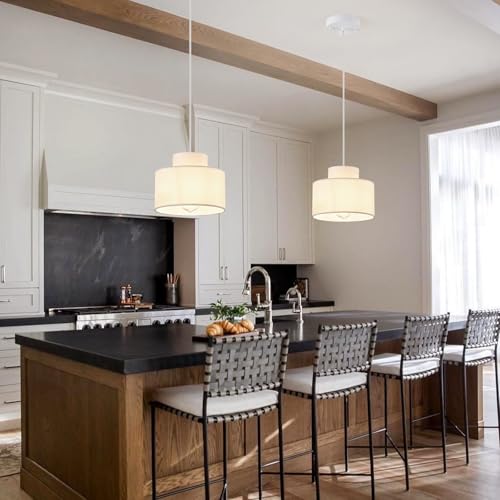 2 Pack 7.8" Drum Modern Pendant Lights Kitchen Island