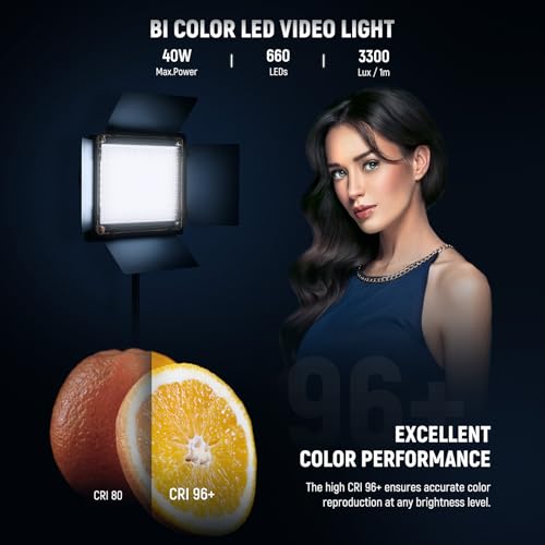 Bi Color LED Studio Light with Tripod Stand Barndoors