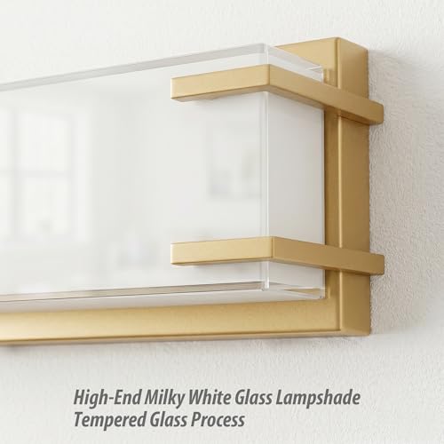 LED Bathroom Light Fixtures Over Mirror 24.4” Vanity Light with Milky White Lampshade 4000K Daylight Gold Bath Bar (24 Count)