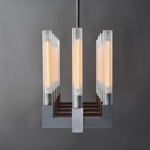 55 Inch Black Candle Rectangular Chandelier