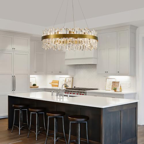 Gold Modern Oval Crystal Chandelier