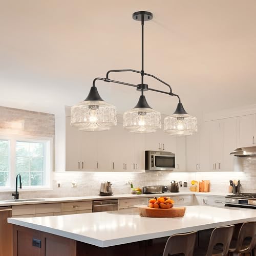 DSMJFU 3 Light Kitchen Island Light Black Dining Room Light Over Table