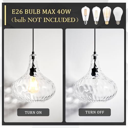 11" Clear Hammered Glass Pendant Light