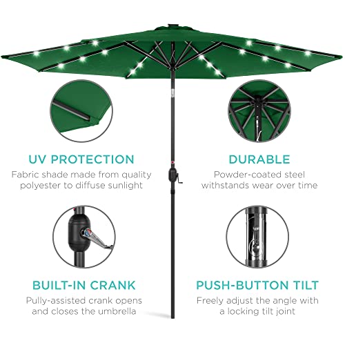 10ft Solar Polyester LED Lighted Patio Umbrella w (10 Feet)