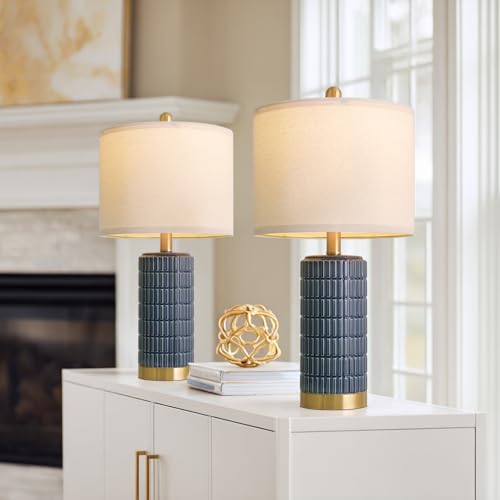 21.5'' Bedside Table Lamps Set of 2 with USB A+C Ports for Living Room (2 Count)