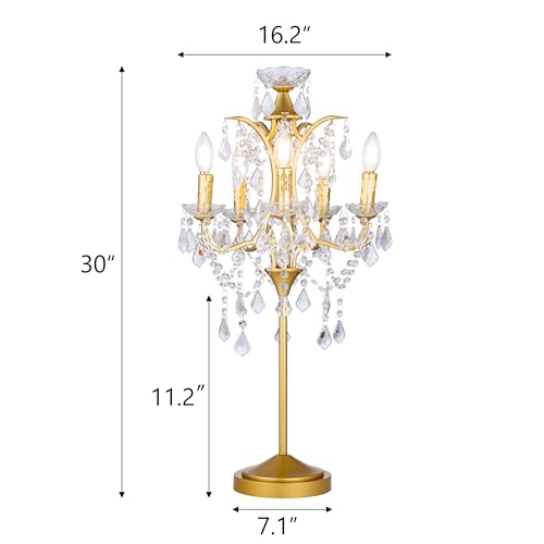 5 Light Farmhouse Traditional Crystal Table Lamp