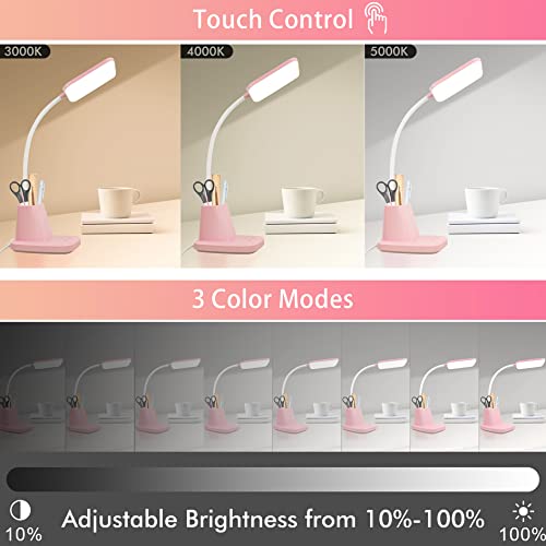 LED Desk Lamp with 10W Wireless Charging & Pen Holder